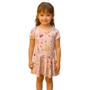 Disney Princess Size 6 Pink Short Sleeve Twirl Dress